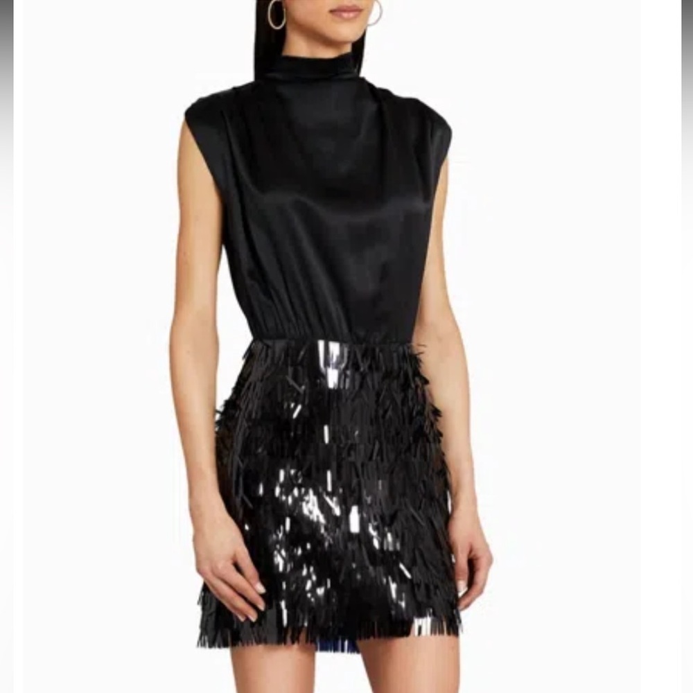 NWT Amanda Uprichard Black Sequin Dress